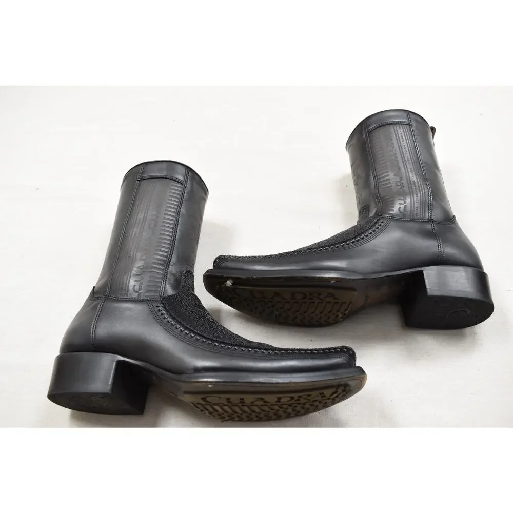 Cuadra Men's Black Stingray Laser Woven Narrow Sq. Toe Boot CU783 US Size 11 EE